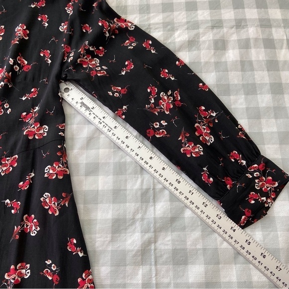 Velvet by Graham & Spencer Juliet printed dress black red long sleeves floral XS - Picture 12 of 16